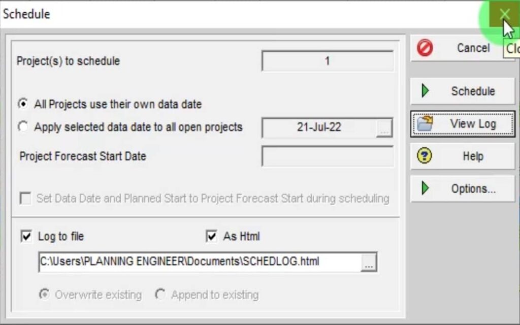 How to prepare recovery schedule in P6 Step by Step Complete Guide recovery 03